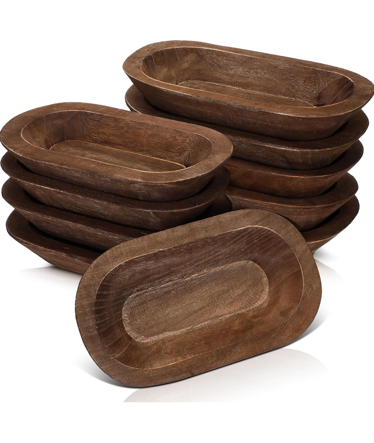 Hand Carved Wood Dough Bowls (Brown)