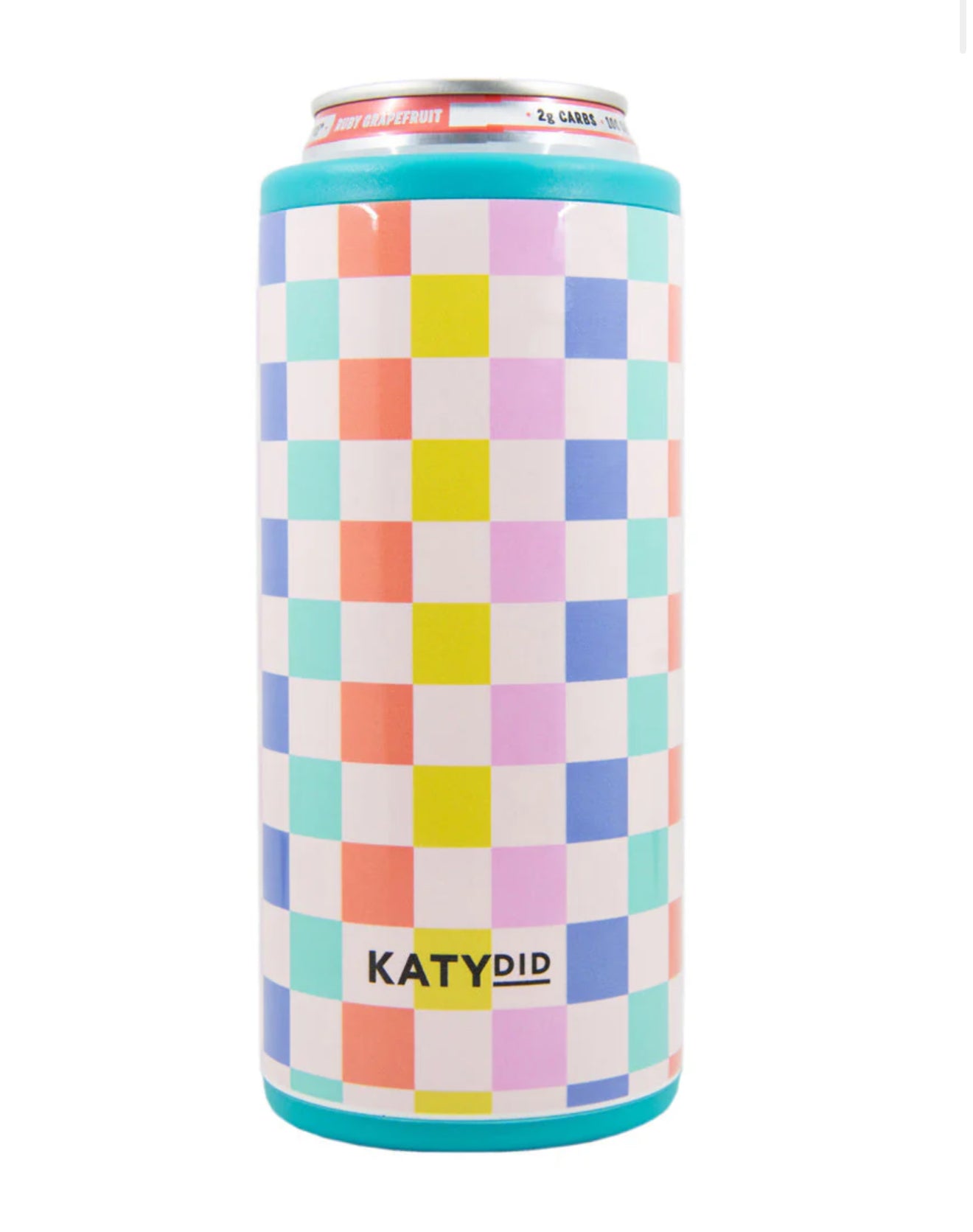 Multicolored Checkered Slim Can Cooler