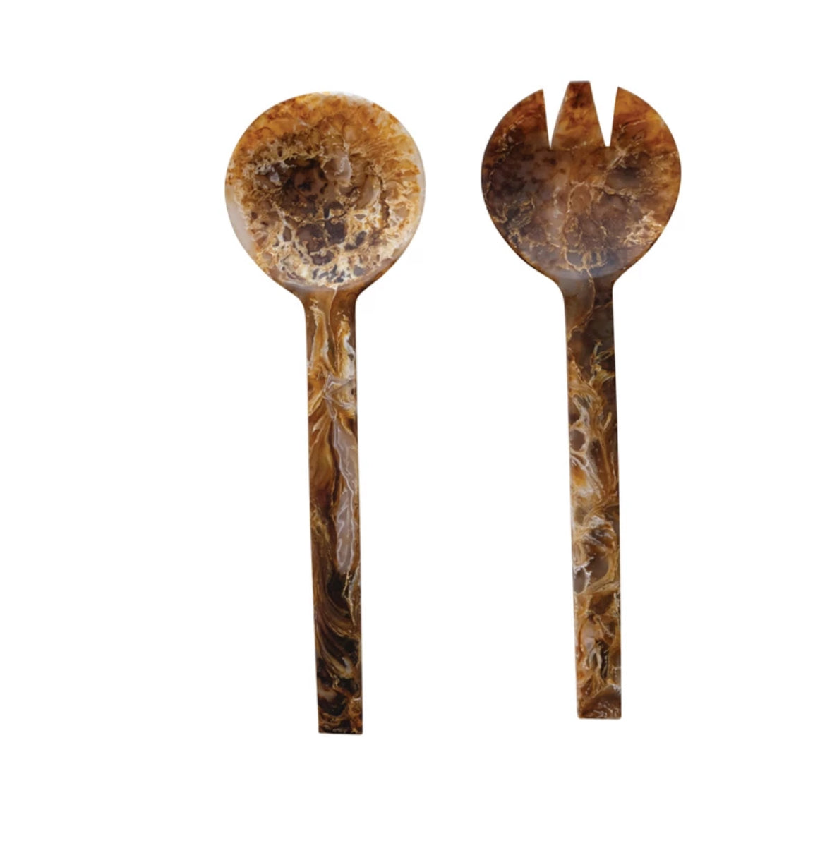 Resin Marble Salad Server Set