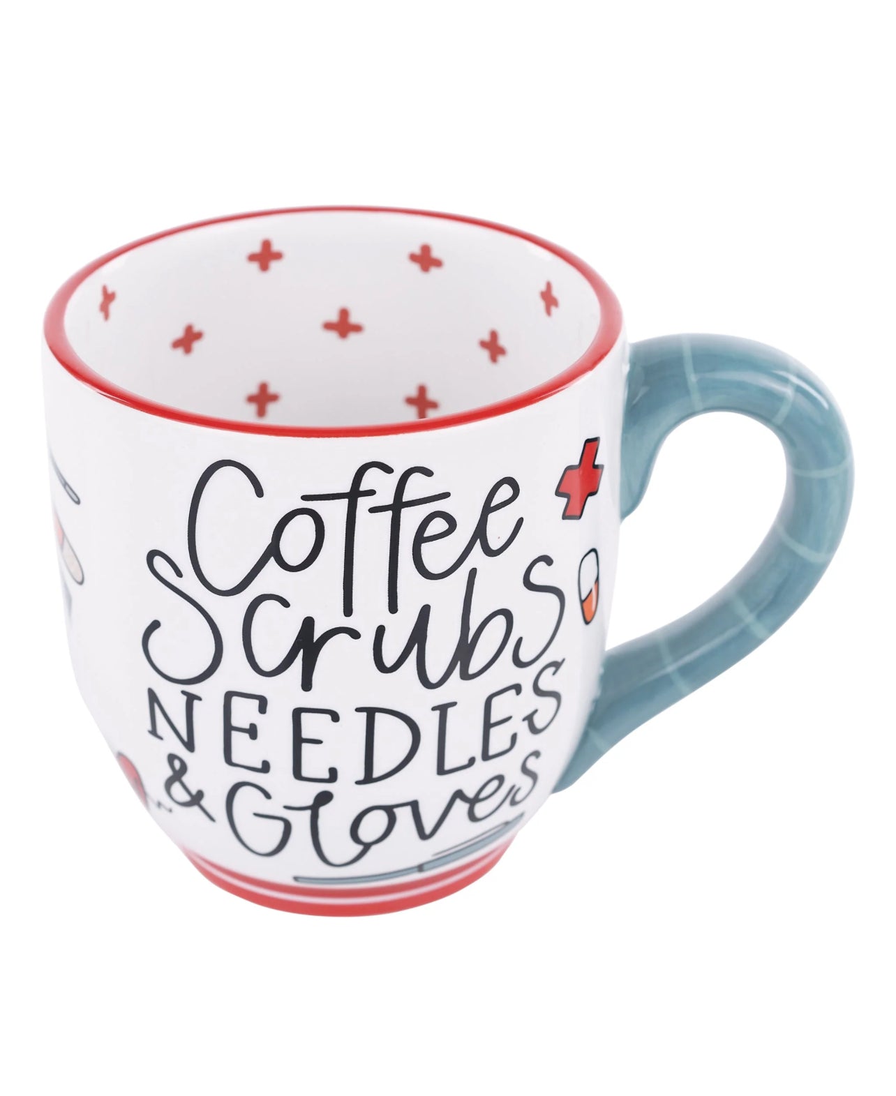 Coffee Scrubs Needles Gloves Mug