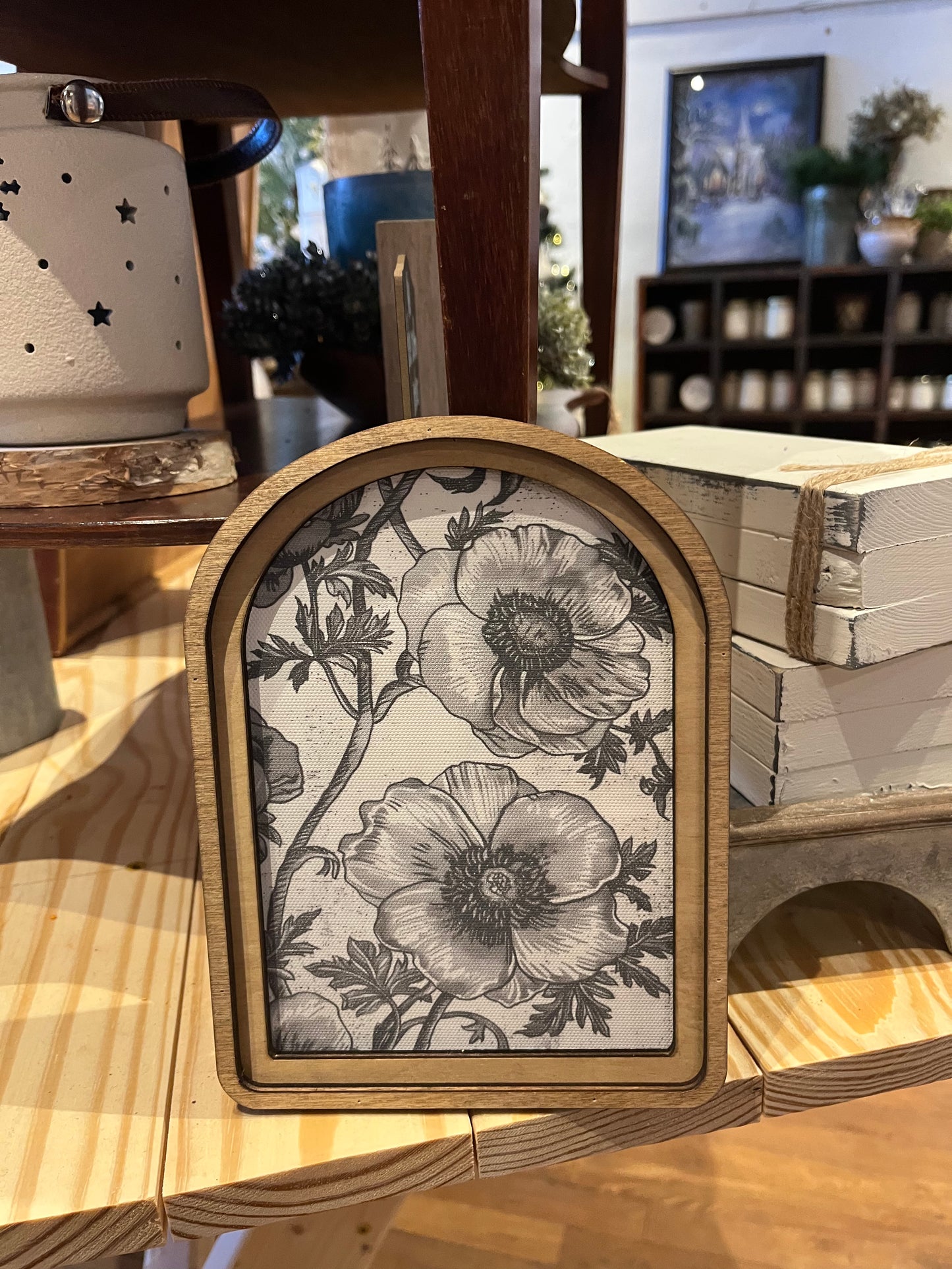Framed Floral Sketch Arch Top