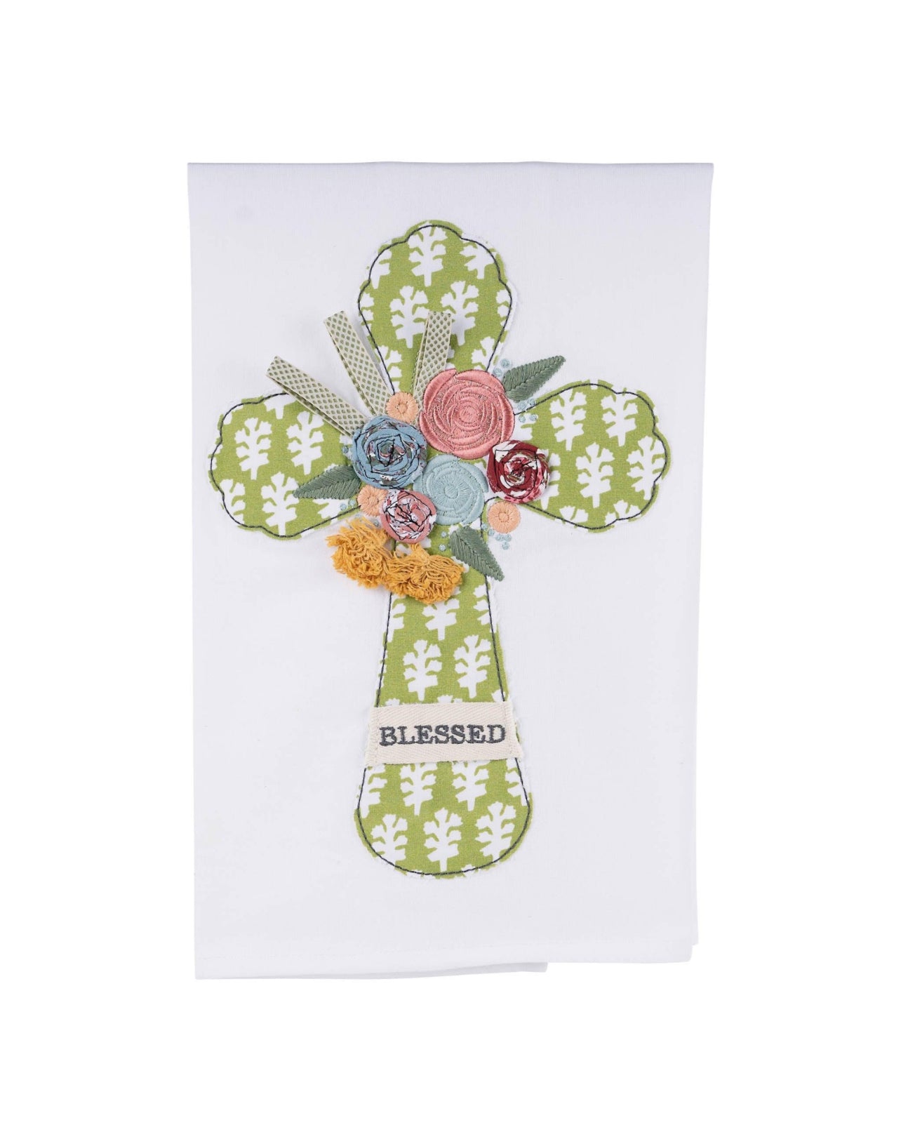 Flower Blessed Cross Tea Towel