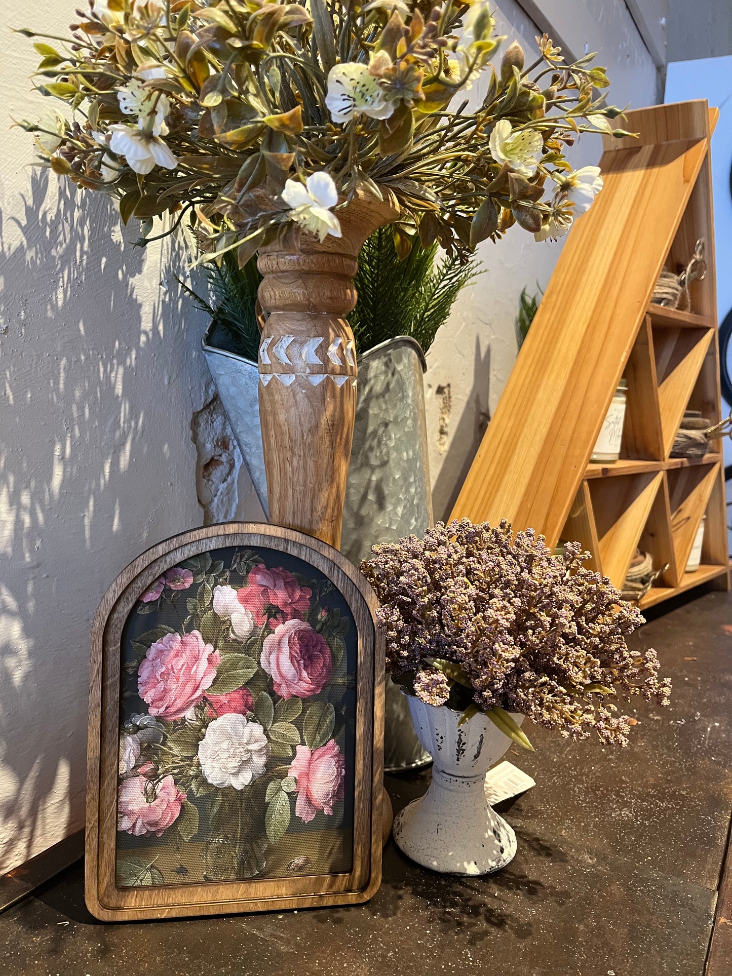 Framed Pink Roses Arch Top