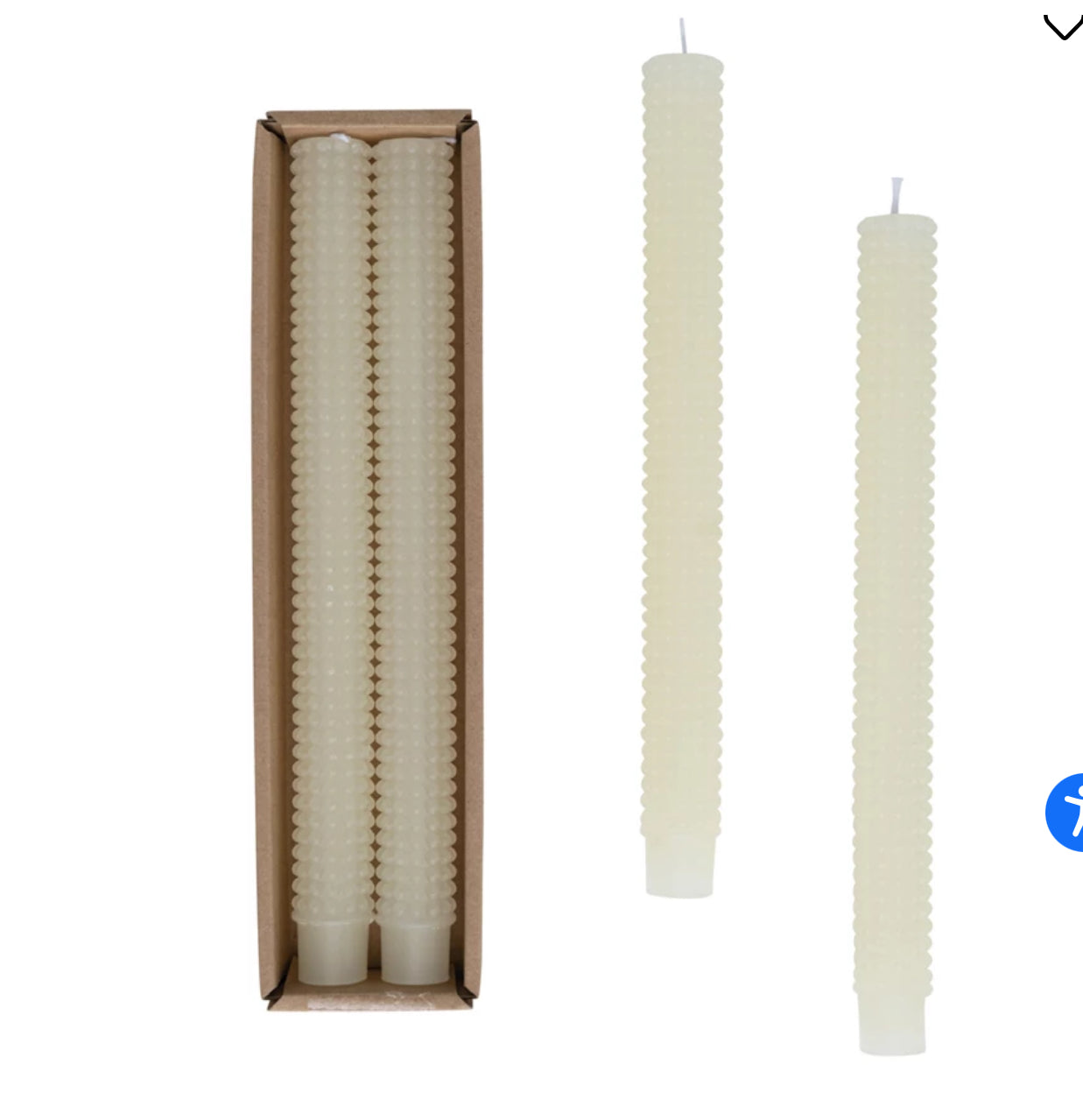 Hobnail Cream Taper Candles (Set of 2)