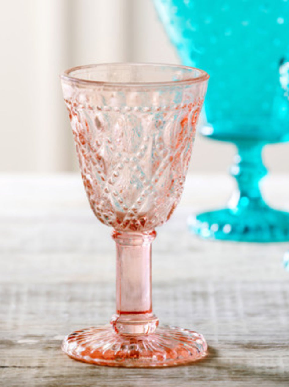 Pressed Glass Pink Votive Holder