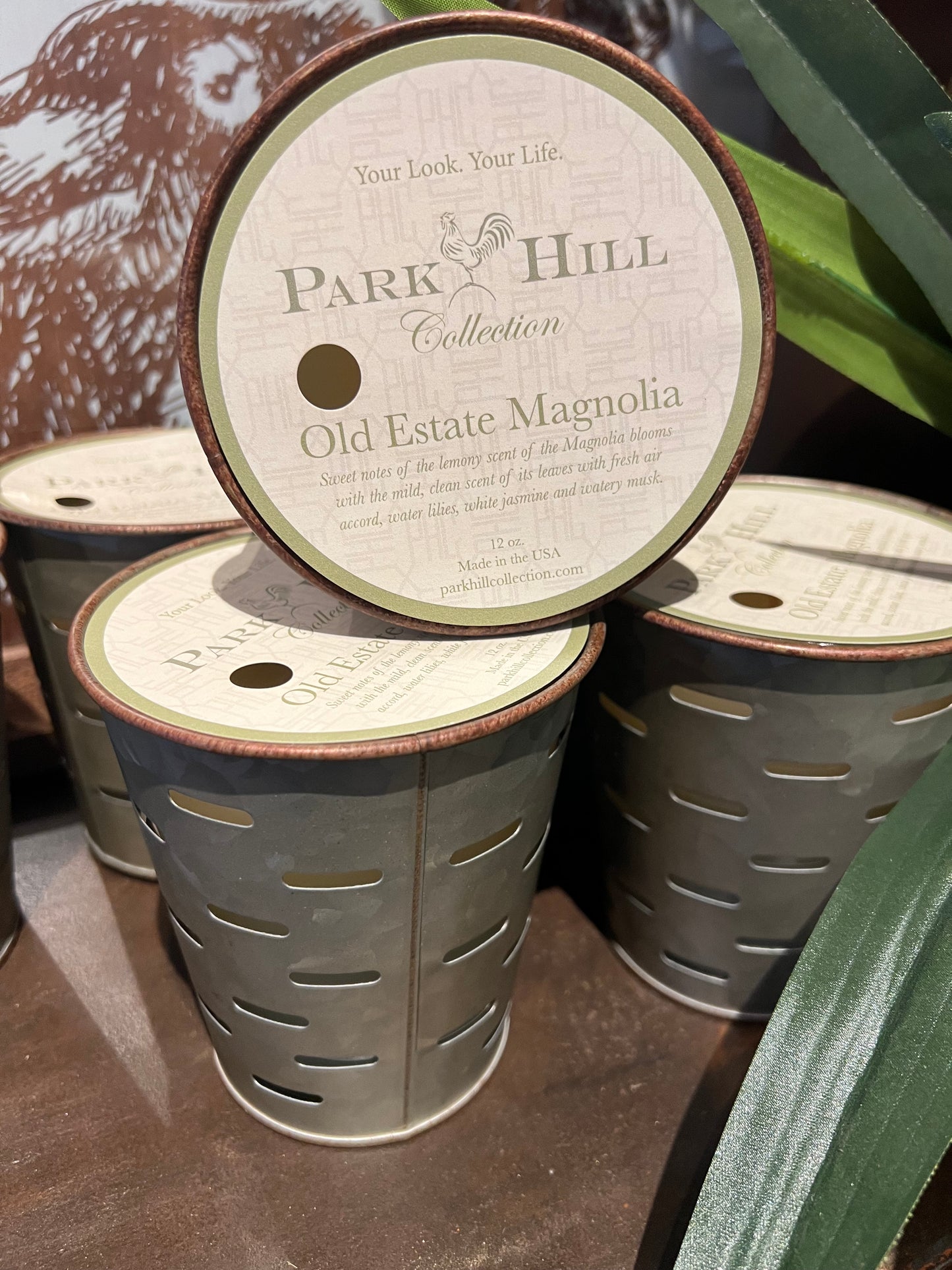 Park Hill Olive Bucket Candle (Old Estate Magnolia)