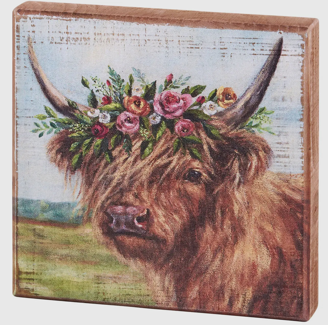 Floral Highland Block Sign