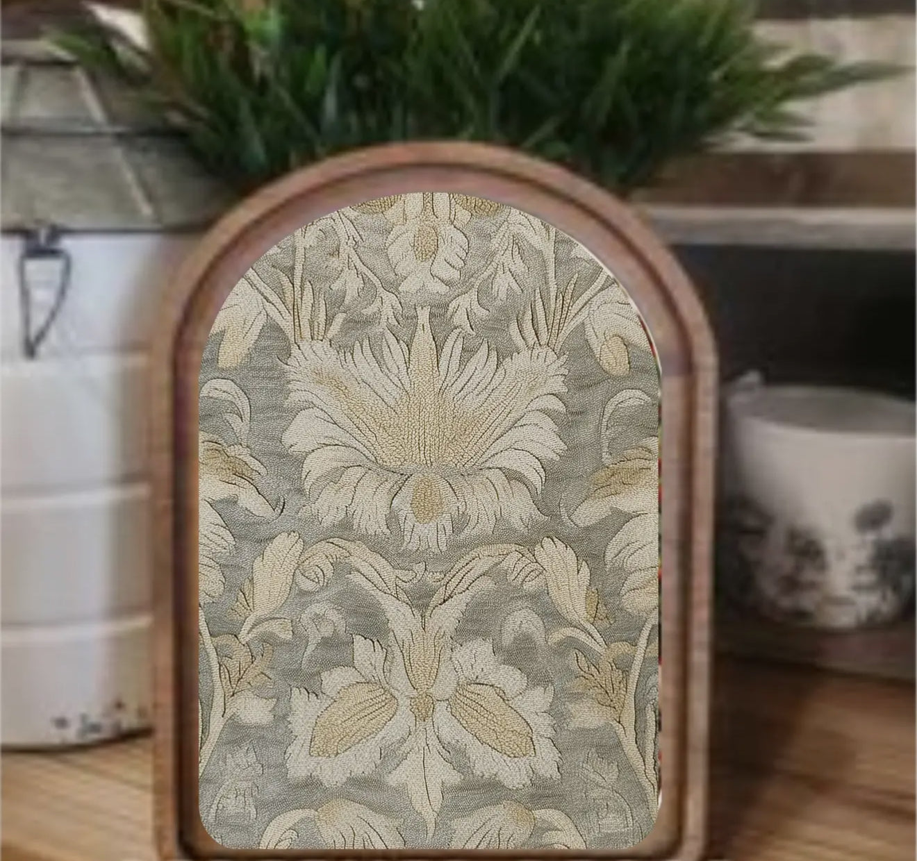 Framed Muted Tapestry Arch Top