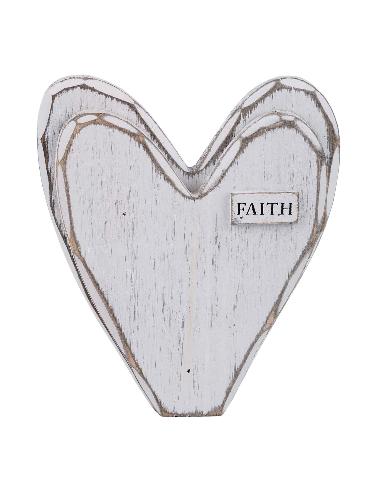 Faith White Wooden Heart