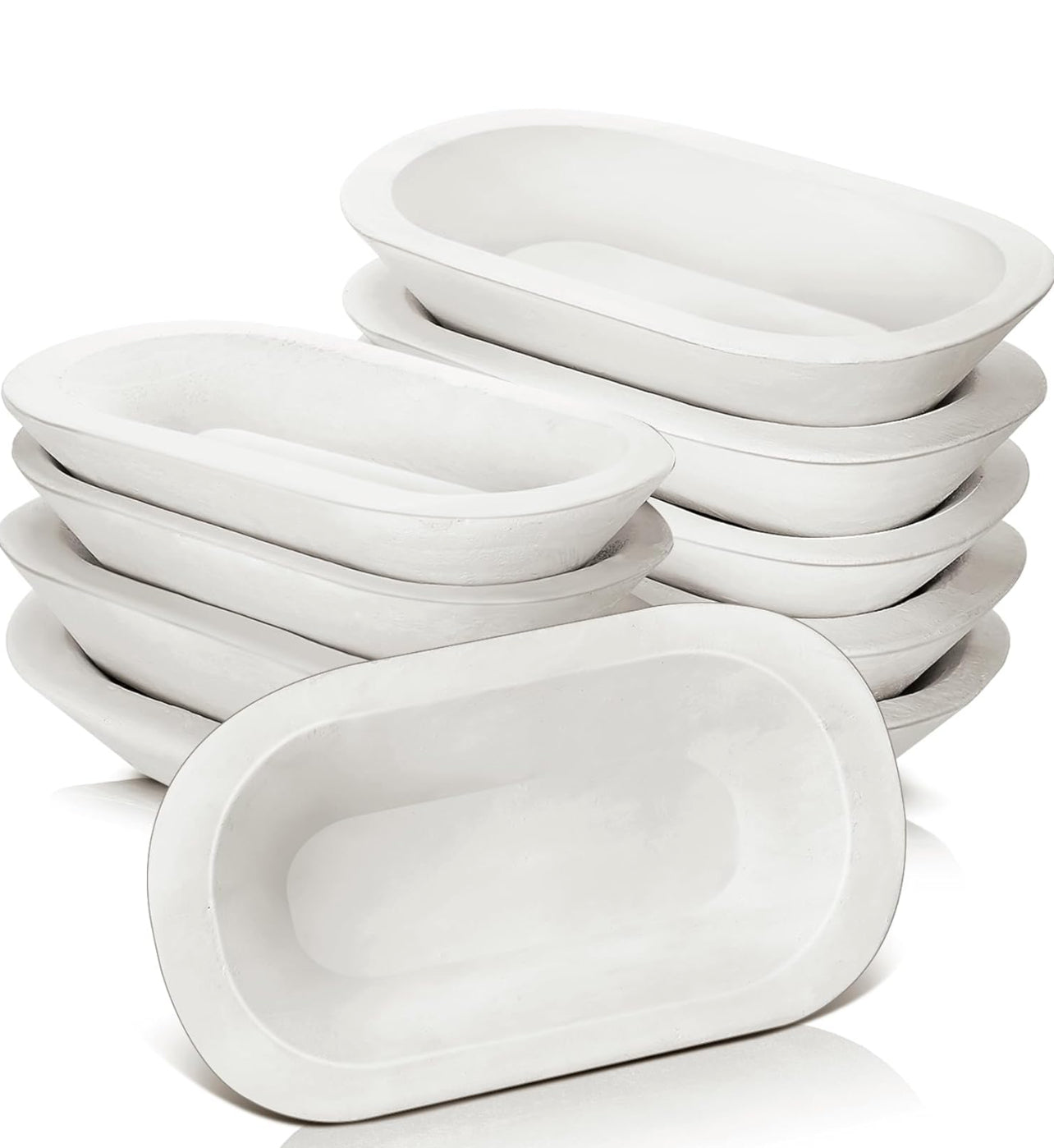 Hand Carved Wood Dough Bowls (White)