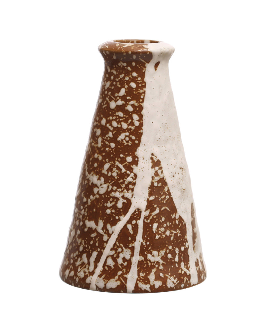 Stoneware Brown Taper Holder