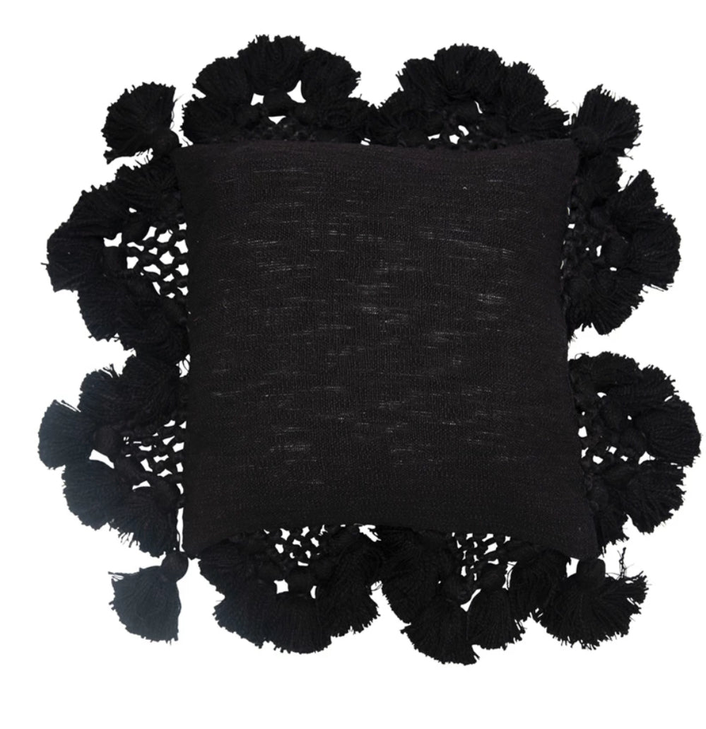 18” Square Woven Black Pillow