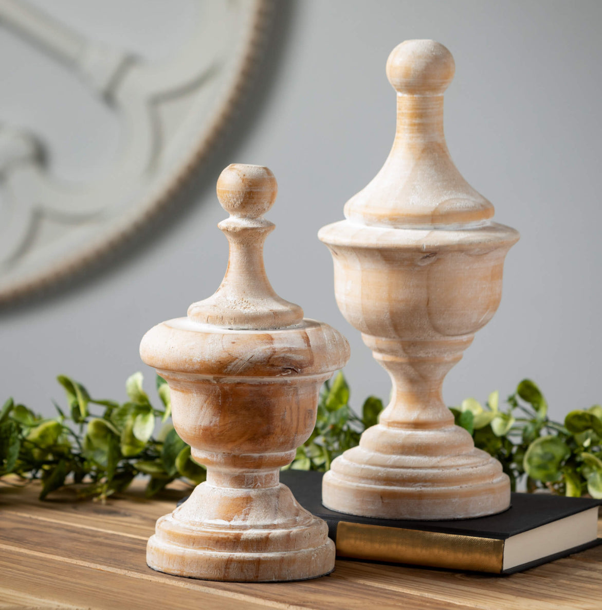 White Washed Wood Finial (10.5’’)