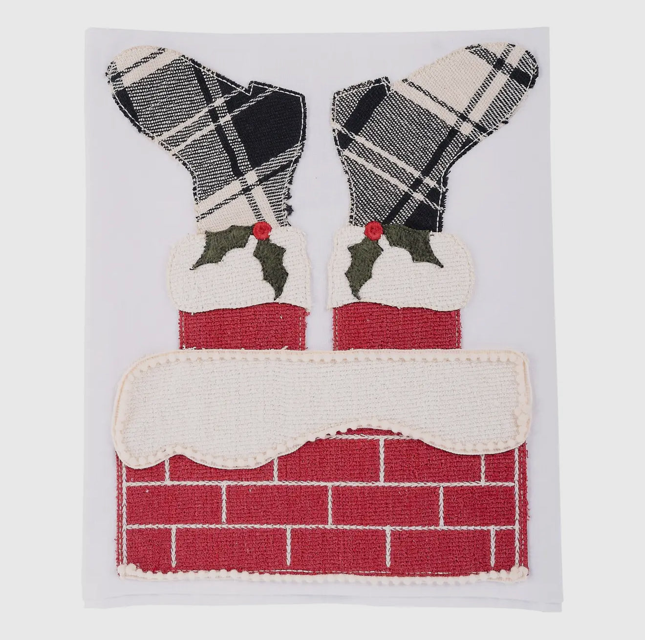 Santa Down Chimney Tea Towel