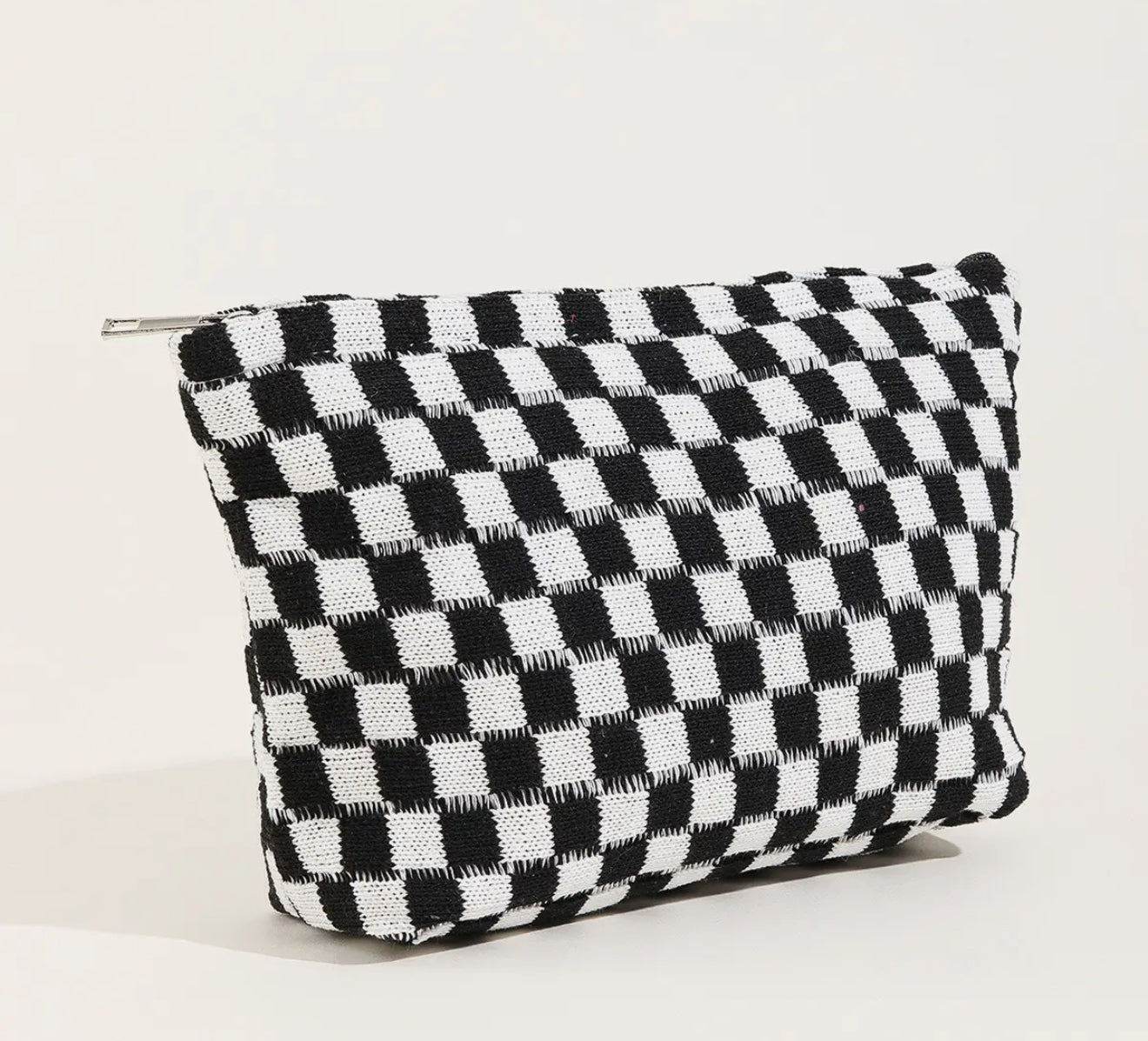 Checkered Black and White Makeup Bag