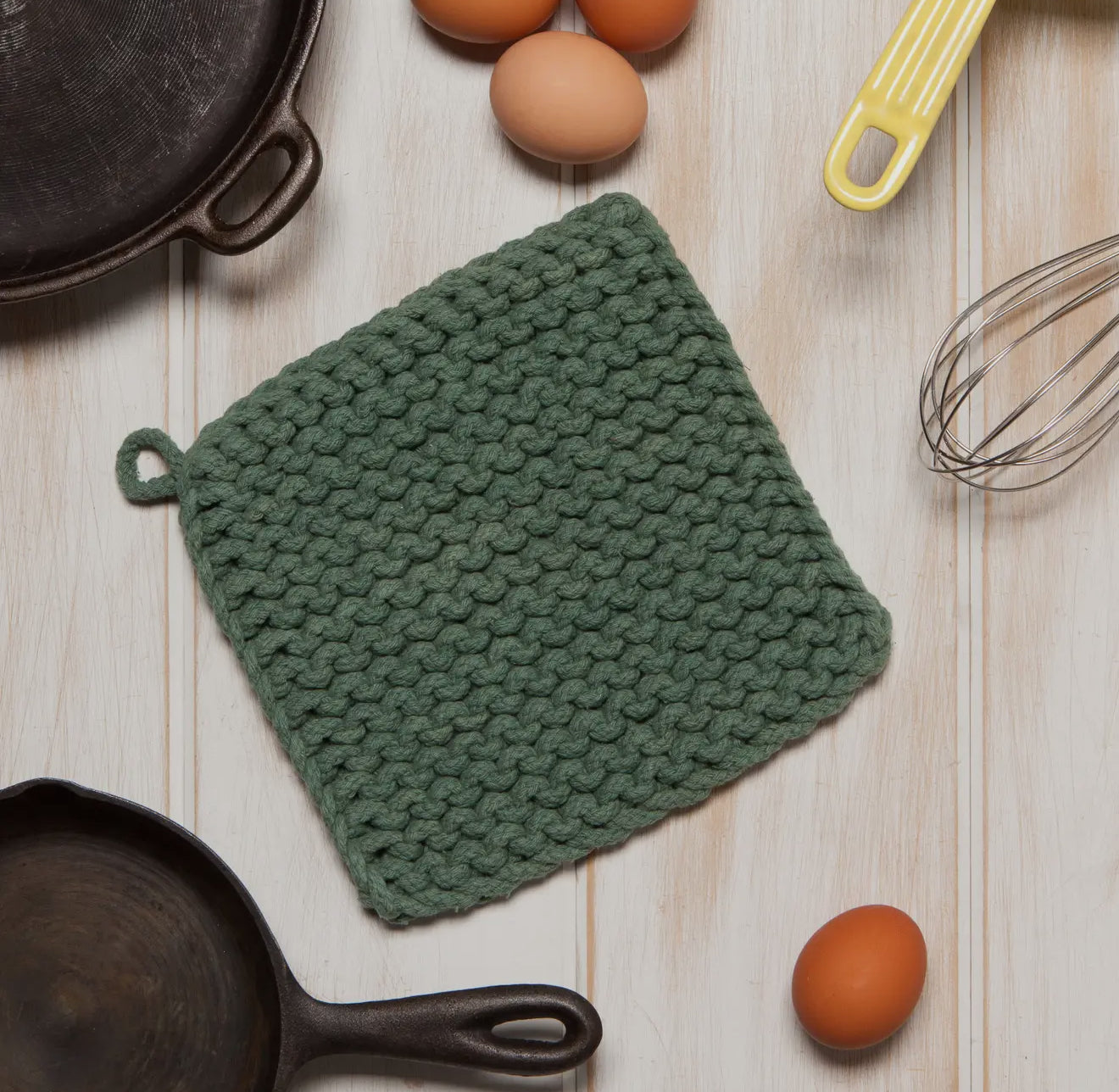 Jade Green Knit Potholder