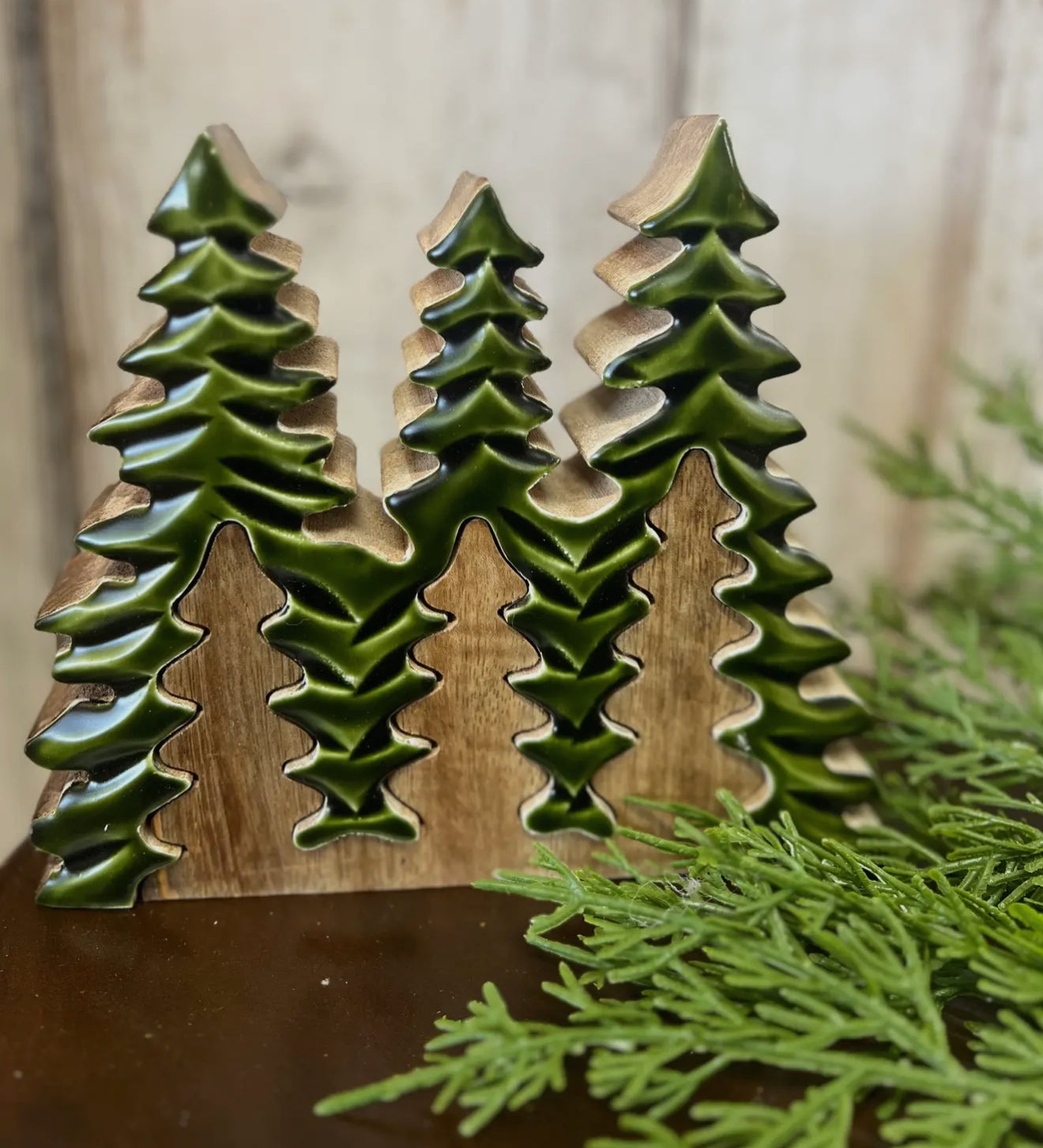 Wooden Green Christmas Trees