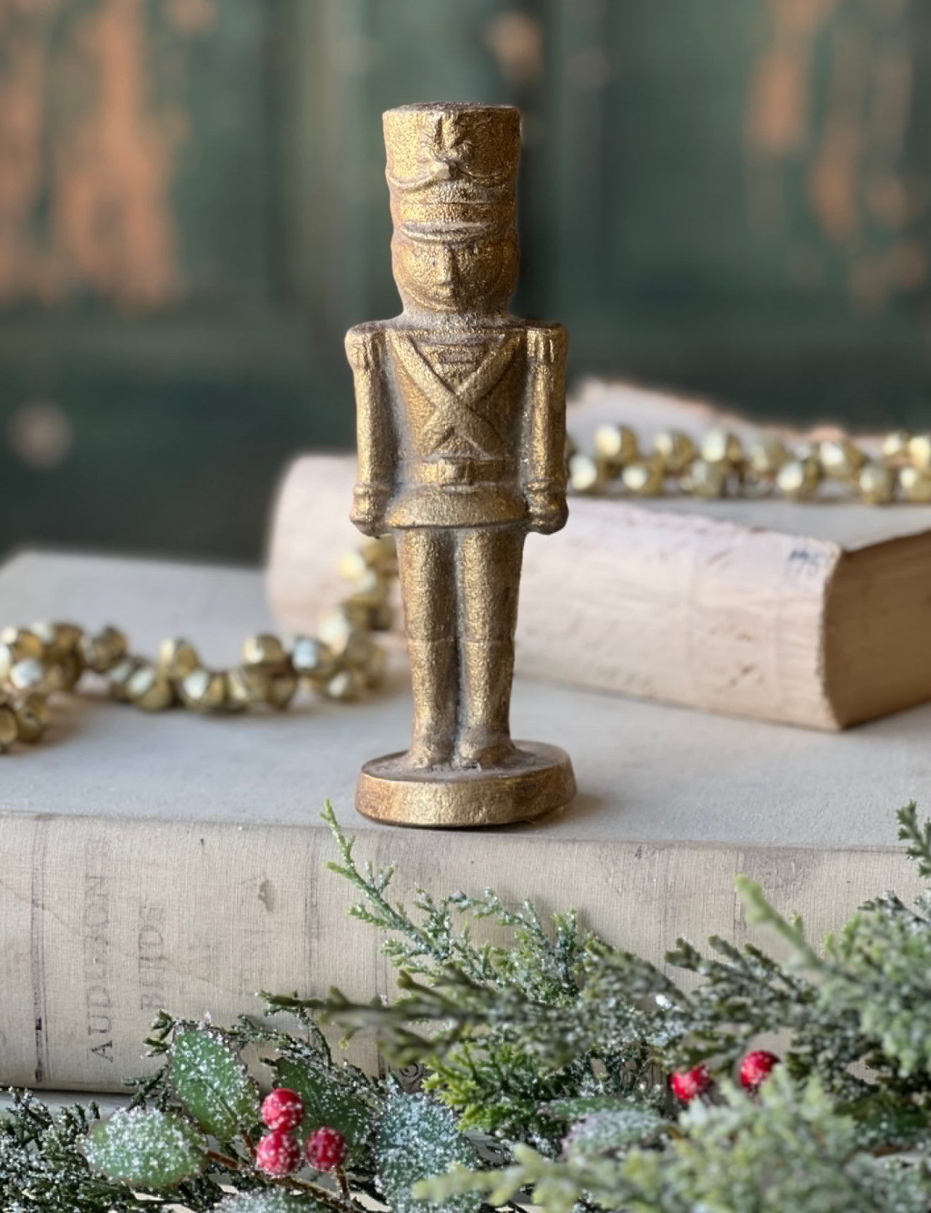 Gilded Nobel 7" Nutcracker Taper Candle Holder