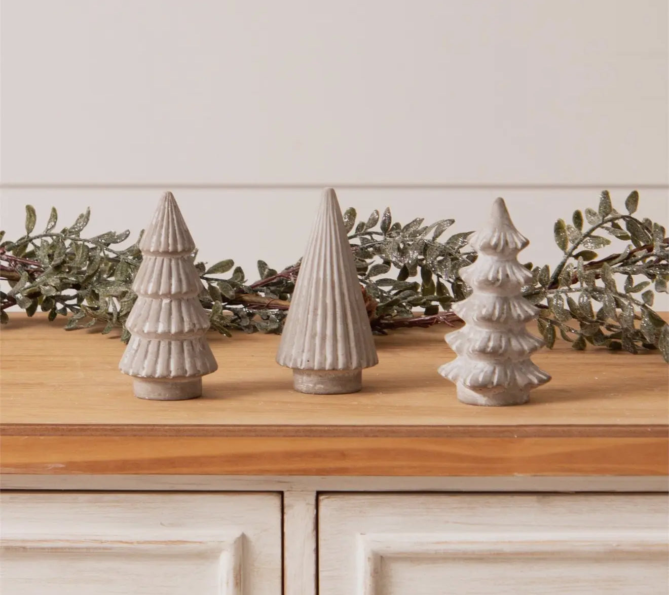 Set of 3 Mini Cement Christmas Trees