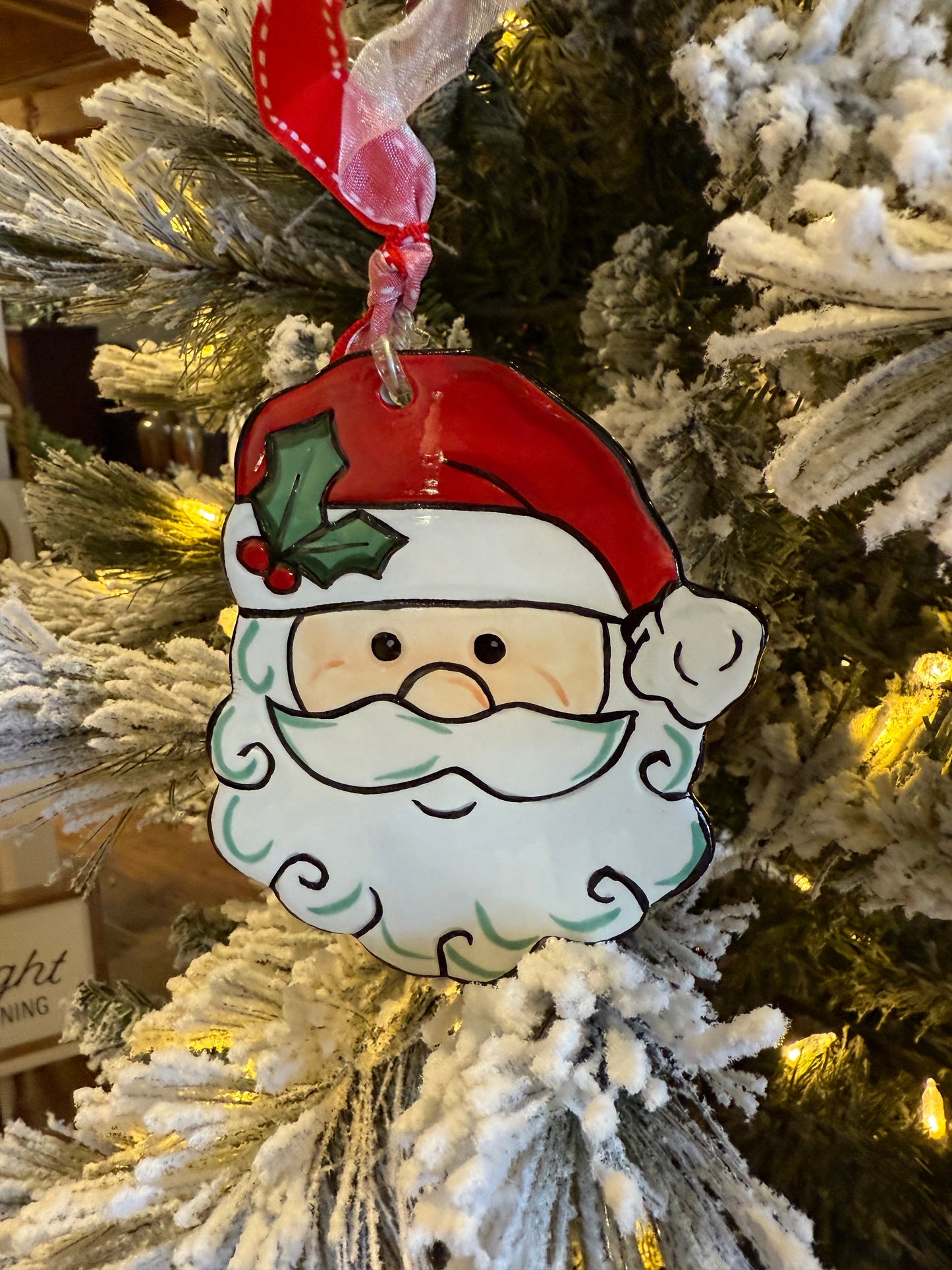 Santa with Holly Ornament