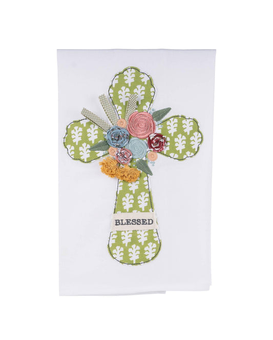 Flower Blessed Cross Tea Towel