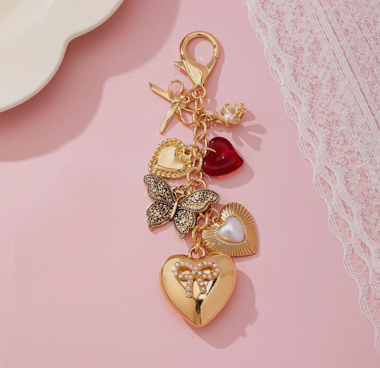 Bow Heart Bag Charm