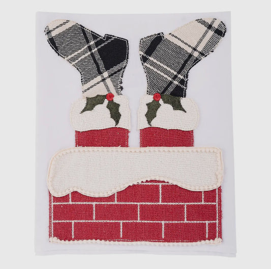 Santa Down Chimney Tea Towel