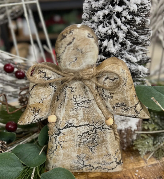 Whitewashed Crackled Angel