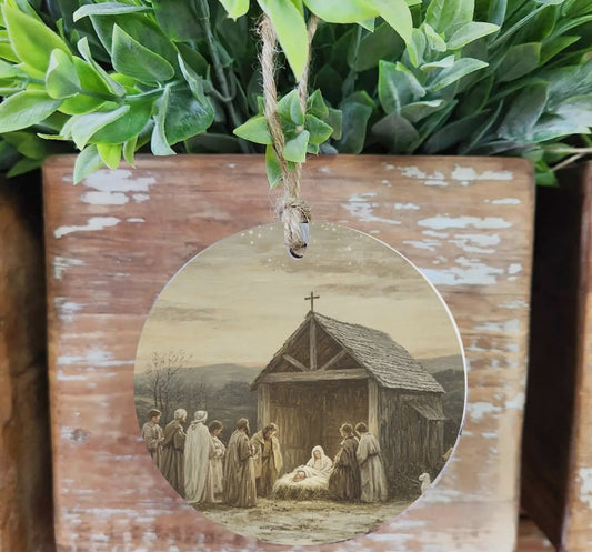Nativity Scene Wood Ornament