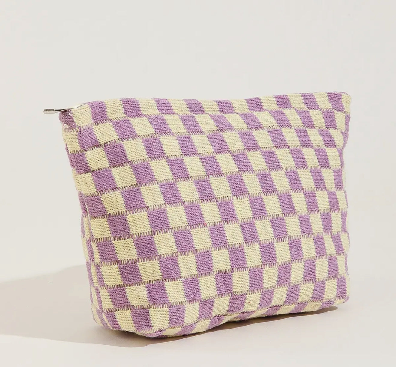 Checkered Lavender Makeup Bag