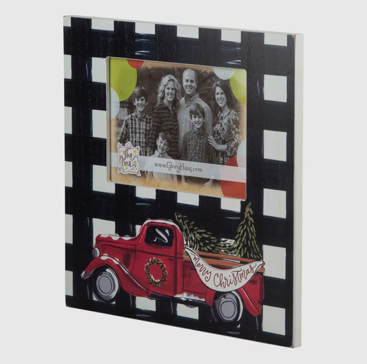 Plaid Merry Christmas Truck Frame