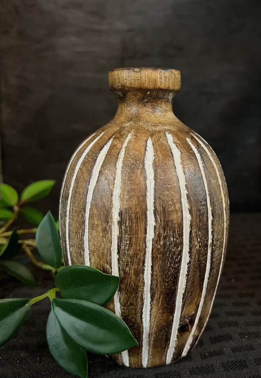 Small Striped Wood Vase