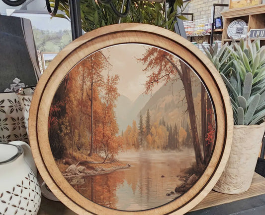 Round Autumn River Art