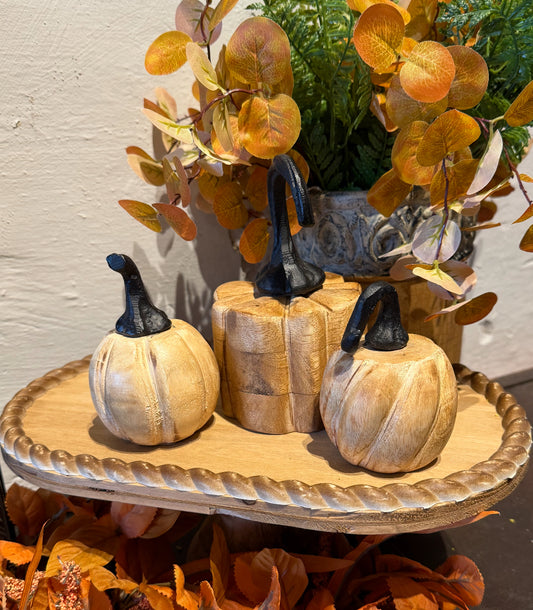 Small Round Wooden Pumpkin
