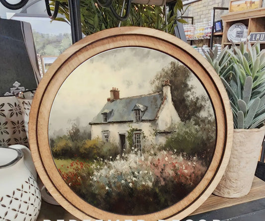8" Round Cottage Floral Art