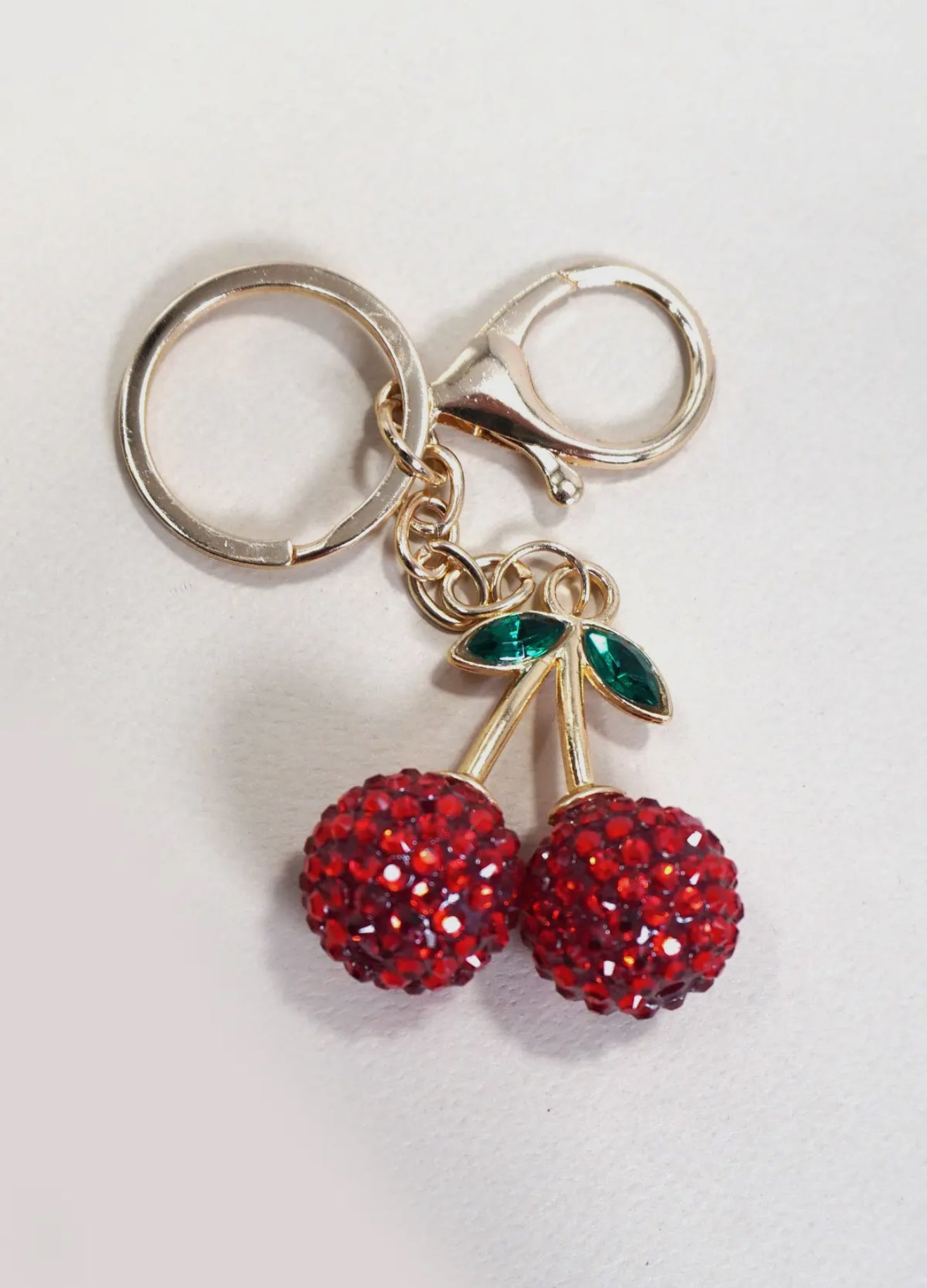 Rhinestone Cherry Bag Charm