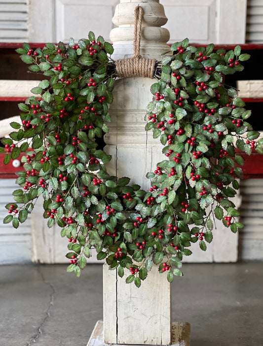 28" Holly Berry Hanging Wreath