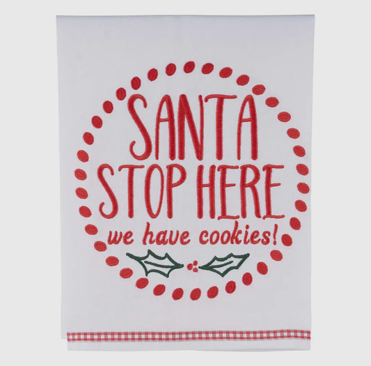 Santa Stop Here Tea Towel