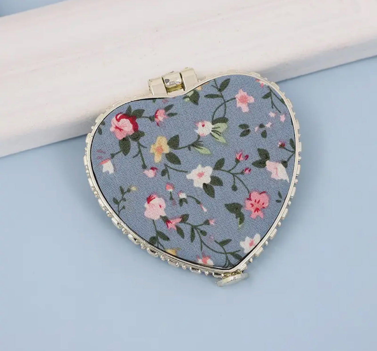 Blue Floral Compact Mirror