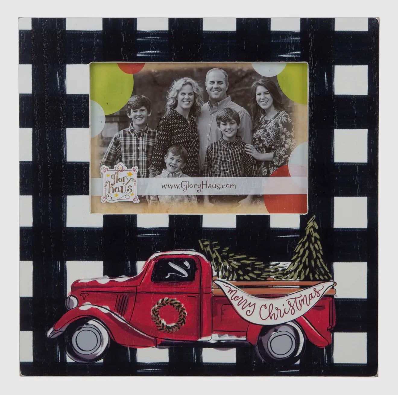 Plaid Merry Christmas Truck Frame