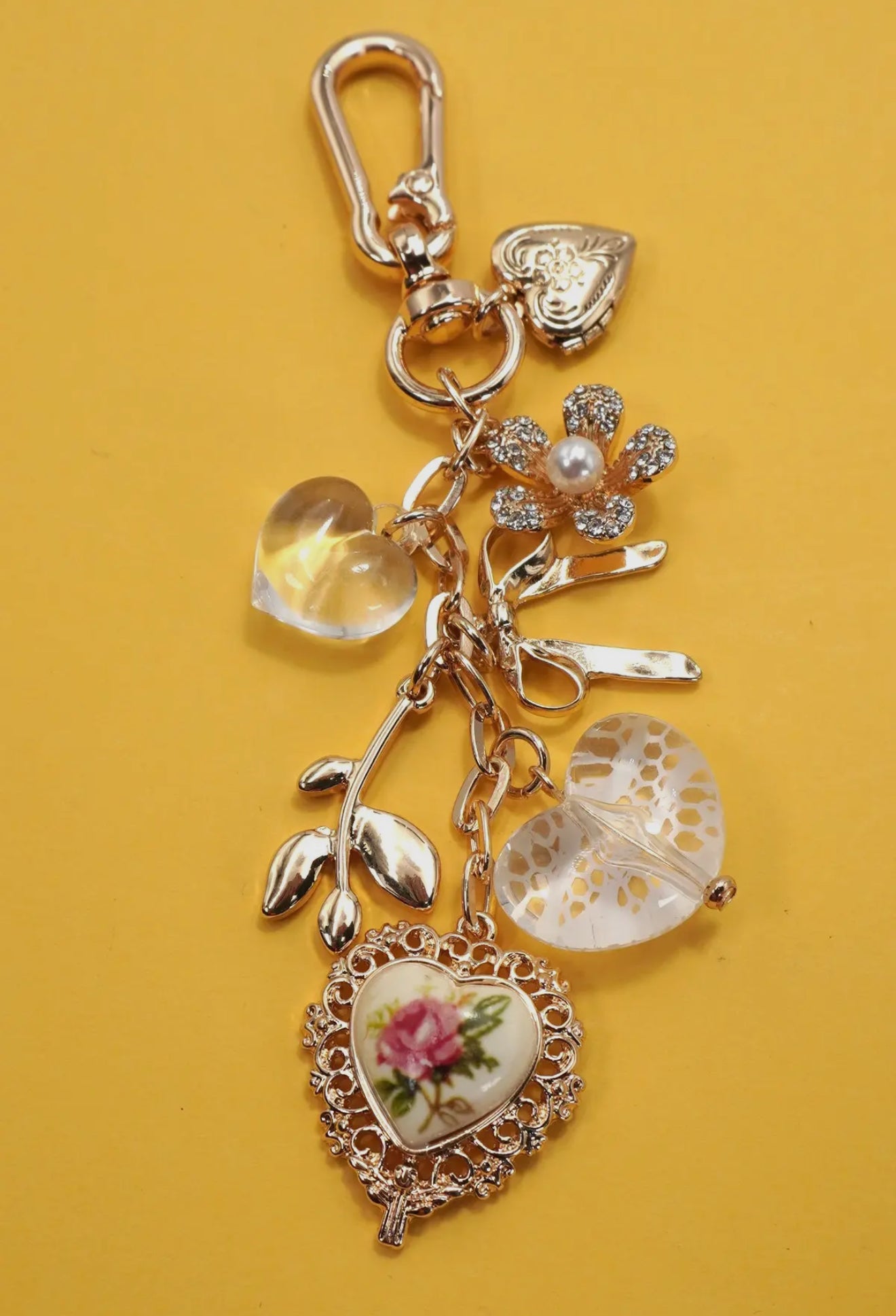 Floral Lace Heart Bag Charm